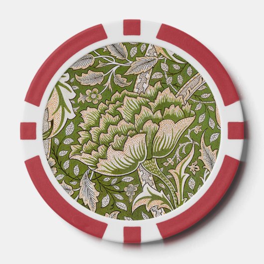 William Morris Windrush Floral Pattern Classic Poker Chips (Voorkant)
