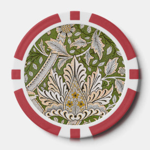 William Morris Windrush Floral Pattern Classic Poker Chips