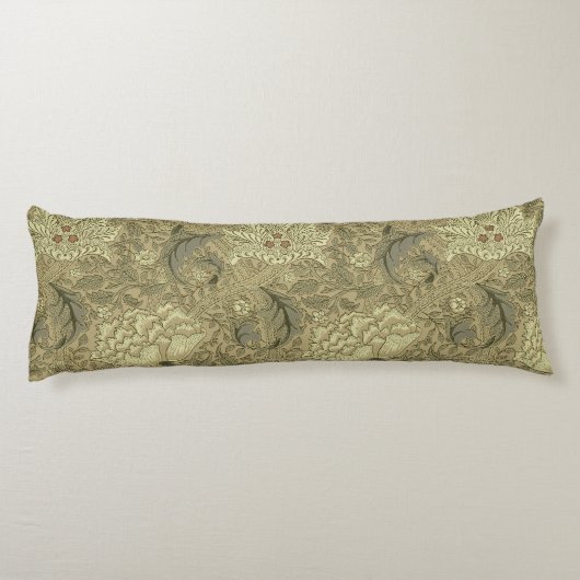 William Morris Windrush Wallpaper Pattern Lichaamskussen (Achterkant)