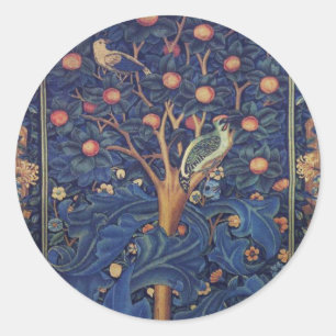 William Morris Woodpecker Tapestry Arts & Crafts Ronde Sticker