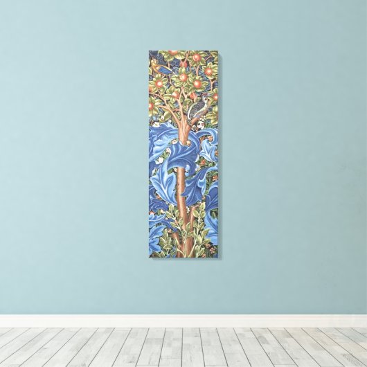 William Morris Woodpecker Tapestry Floral  Canvas Afdruk (Insitu (Houten vloer))