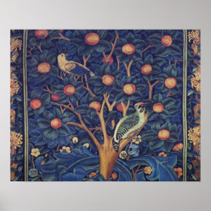 William Morris Woodpecker Tapestry Vogels Bloemen Poster