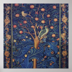 William Morris Woodpecker Tapestry Vogels Bloemen Poster