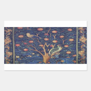 William Morris Woodpecker Tapestry Vogels Bloemen Rechthoekige Sticker