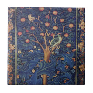 William Morris Woodpecker Tapestry Vogels Bloemen Tegeltje