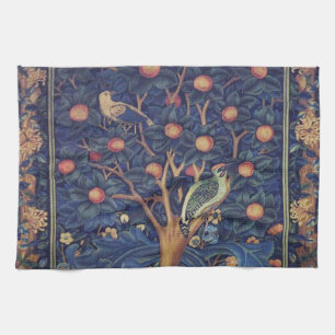 William Morris Woodpecker Tapestry Vogels Bloemen Theedoek