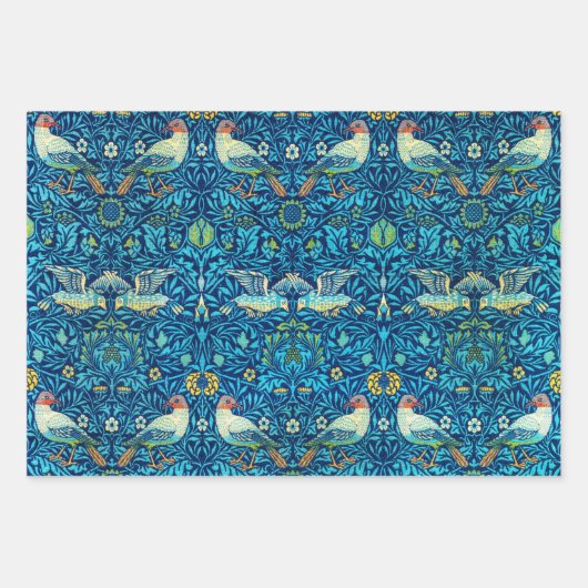 William Morris Wrapping Paper Art Blue Birds (Voorkant 2)