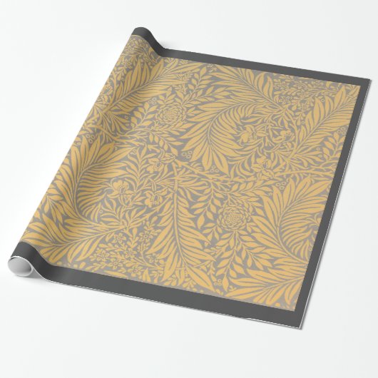 William Morris YELLOW LEAF PATTERN GIFT WRAP Cadeaupapier (Uitgerold)