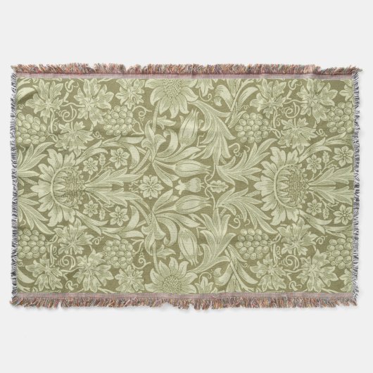 William Morris Zonnebloem Groene Bloem Deken (Voorkant)