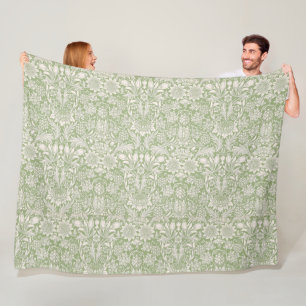 William Morris  Zonnebloem Lichtgroen Fleece Deken