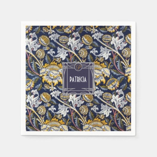 William Morris Zonnebloem monogram naam Servet (Voorkant)