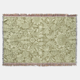 William Morris Zonnebloem Vintage Olijfgroene Dama Deken