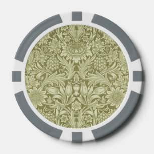 William Morris Zonnebloem Vintage Olijfgroene Dama Poker Chips