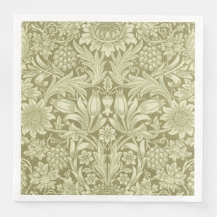 William Morris Zonnebloem Vintage Olijfgroene Dama Servet