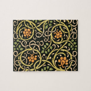William Morris Zwart Bloem Kunstprint Ontwerp Legpuzzel