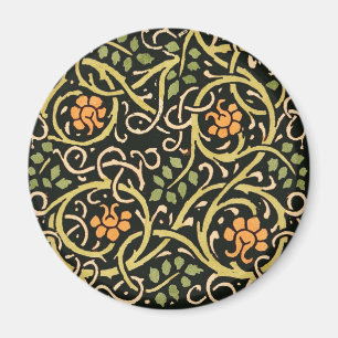 William Morris Zwart Bloemmotief Kunstprint Ontwer Magneet