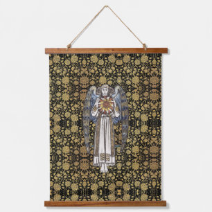 William * Morris Zwart en Goud Bloemenengel Hangend Wandkleed
