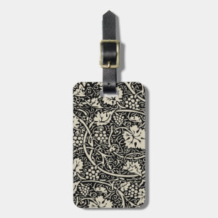 William Morris zwart-wit druivenrank patroon Bagagelabel
