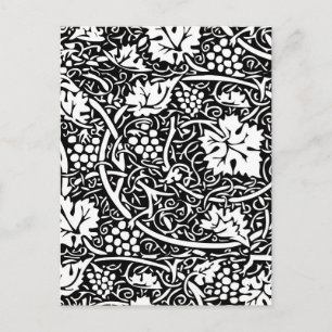 William Morris zwart-wit druivenrank patroon Briefkaart