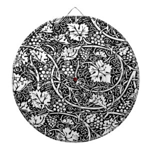 William Morris zwart-wit druivenrank patroon Dartbord