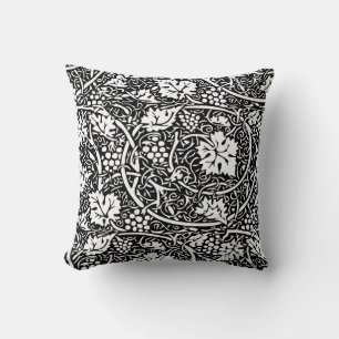 William Morris zwart-wit druivenrank patroon Kussen