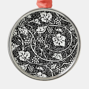 William Morris zwart-wit druivenrank patroon Metalen Ornament