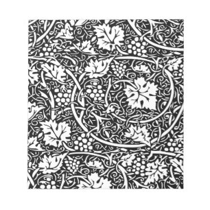 William Morris zwart-wit druivenrank patroon Notitieblok