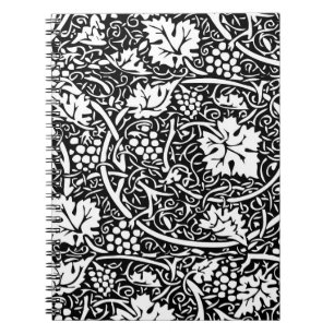 William Morris zwart-wit druivenrank patroon Notitieboek