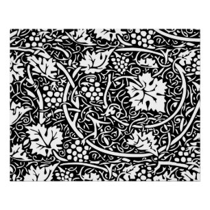 William Morris zwart-wit druivenrank patroon Perfect Poster