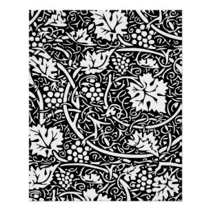 William Morris zwart-wit druivenrank patroon Perfect Poster