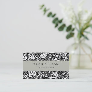 William Morris zwart-wit druivenrank patroon Visitekaartje