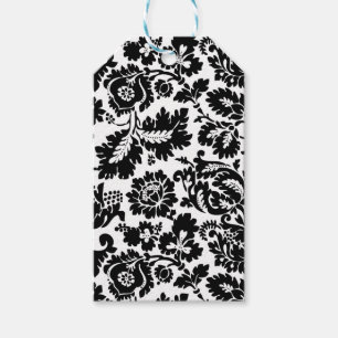William Morris Zwart Wit Venetiaans Bloemmotief Cadeaulabel