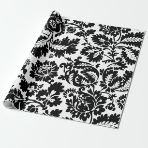William Morris Zwart Wit Venetiaans Bloemmotief Cadeaupapier