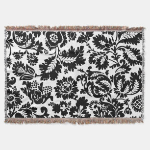 William Morris Zwart Wit Venetiaans Bloemmotief Deken
