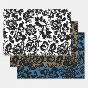 William Morris Zwart Wit Venetiaans Bloemmotief Inpakpapier Vel