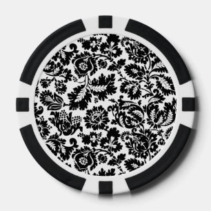 William Morris Zwart Wit Venetiaans Bloemmotief Poker Chips