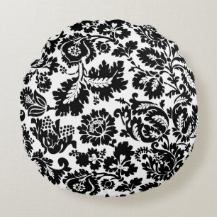 William Morris Zwart Wit Venetiaans Bloemmotief Rond Kussen