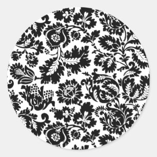 William Morris Zwart Wit Venetiaans Bloemmotief Ronde Sticker