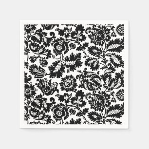 William Morris Zwart Wit Venetiaans Bloemmotief Servet