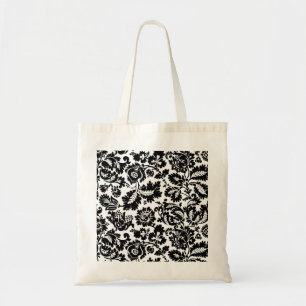 William Morris Zwart Wit Venetiaans Bloemmotief Tote Bag