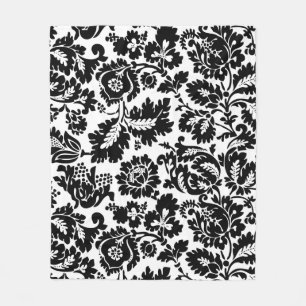 William Morris Zwart Witte Venetiaanse Bloempatroo Fleece Deken