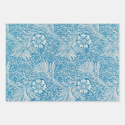 William Morris's Marigold Blue White Pattern Inpakpapier Vel (Voorkant)