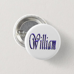 William naam in Blue Sparkle, Ronde Button 3,2 Cm