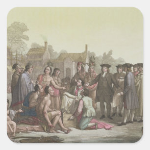 William Penn onderhandelt over het verdrag dat lei Vierkante Sticker