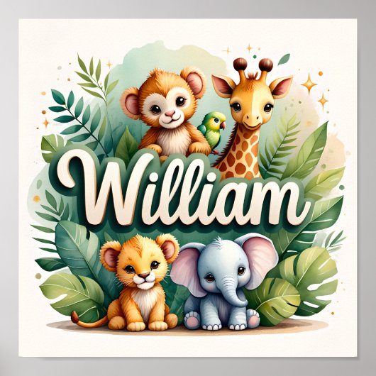 William Safari Nursery Wall Art Poster (Voorkant)