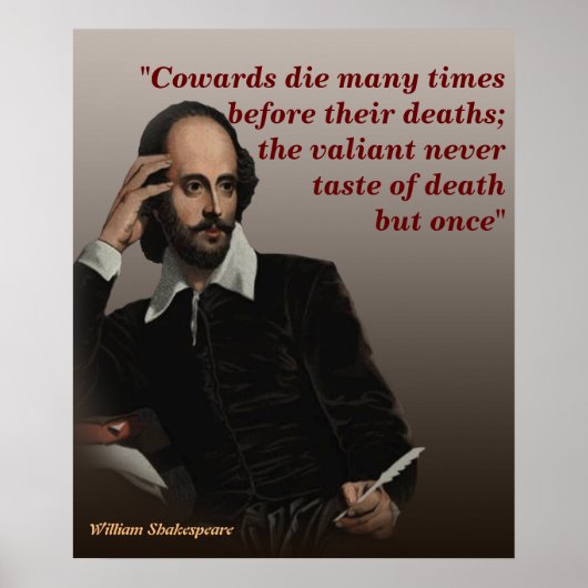 William Shakespeare citaat over lafaards en dood Poster (Voorkant)