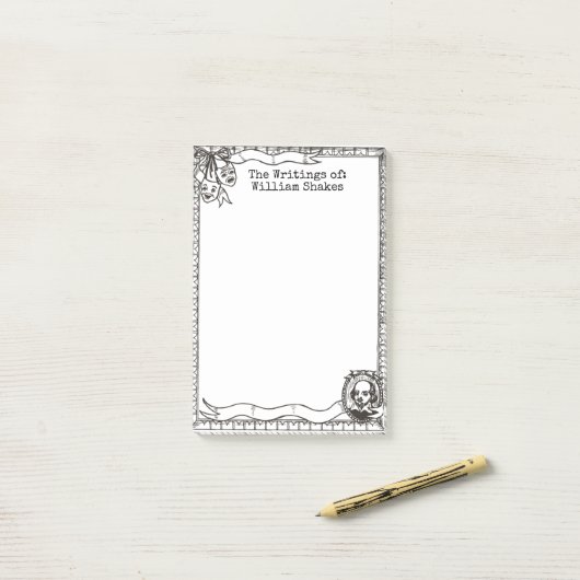 William Shakespeare Dessin Post-it® Notes 4 x 6 (Sur un bureau)