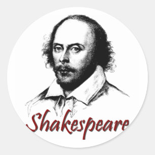 William Shakespeare Etching Ronde Sticker