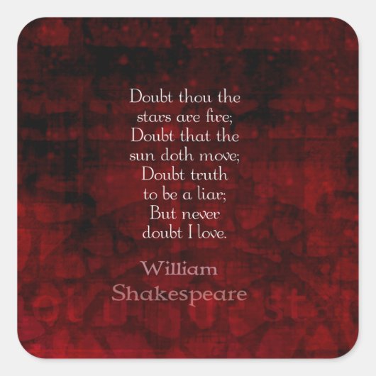 William Shakespeare Famous Love Quote Vierkante Sticker (Voorkant)