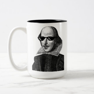 William Shakespeare met zonnebril Tweekleurige Koffiemok